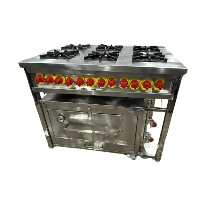 Commercial 42 x 30 x 32 Inch 6 burner range with Pizza oven, Stainless Steel Body