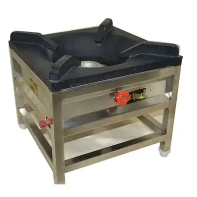 Superior Square Chulha With Knob, 15 x 15 x 10 Inch Size, Stainless Steel Body