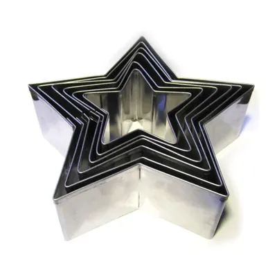Stainless Steel 6 Pieces Star Shape Cookie and Fondant Cutter Set