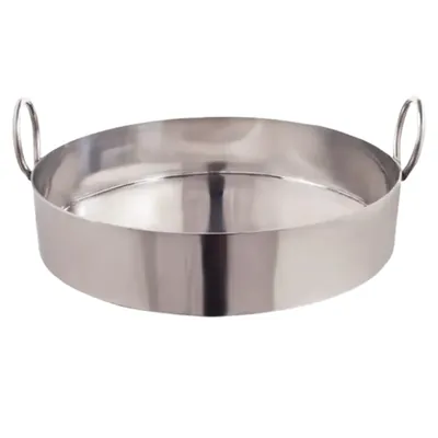 Mira Steels Steel 28 Inch Flat Ghevar Kadai 3 mm Thick Kitchenware with Stainless Steel Body
