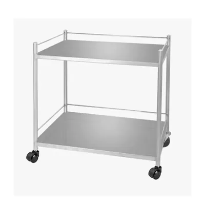 2 Shelf 55 L x 40 W x 76H cm Stainless Steel Trolley with Wheels