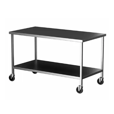 High Grade Stainless Steel 72 x 24 x 34 Inch Work Table With Under Shelf and Wheels For Commercial Kitchens, Hospitals
