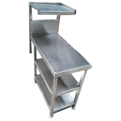 18 x 30 x 32 Inch SS Rectangular Work Table With 1 Overhead Shelf And 2 Under Shelves