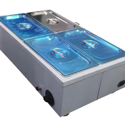 Heavy Duty SS 4 Pot Electric Bain Marie 1.5 kW, with 15 Litre Container for Buffets, Catering Events and Restaurants