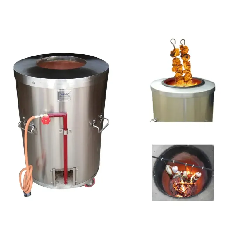Commercial 18 x 24 Inch Stainless Steel Gas Tandoor with 8 Skewers, 1 set Tandoor Skewer & Roti Gaddi