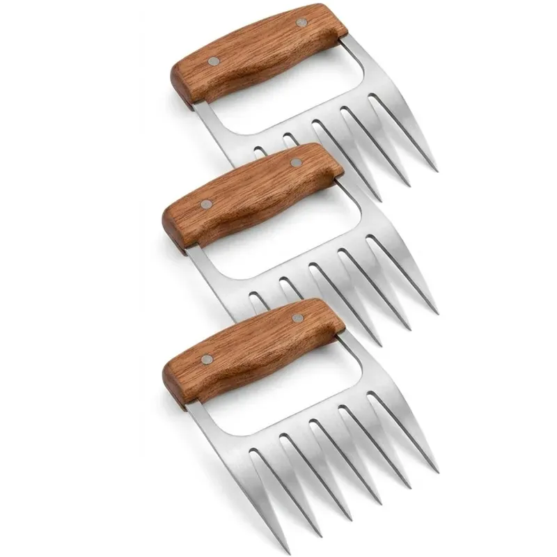 Smart Chef 600°C Heat Resistant Meat Shredder Claws Anti-Skid Wooden Handle Commercial BBQ Tool HS74722 Pack of 3