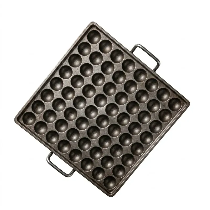 aarogyam 64 Pits Cast Iron Paniyaram Appam Pan with Two Sturdy Handles