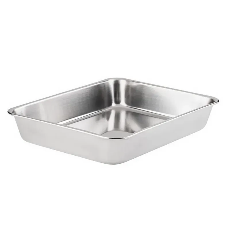SS 11 x 8.5 x 2 Inch Rectangle Baking Tray For Food Processing Unit