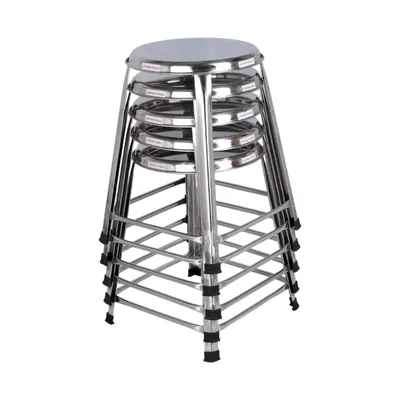 Lifetime 21 Inch Round Shape Stainless Steel Stool For Home, Hospital, Hotel & Restaurants (Pack Of 10)