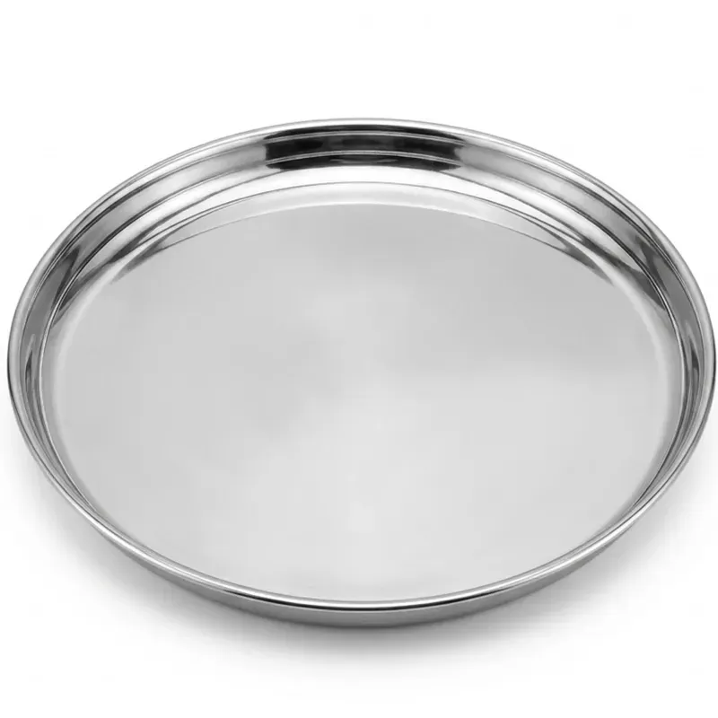 MK Stainless Steel Size 20 Dinner Thali Set Food Serving Pack of 2