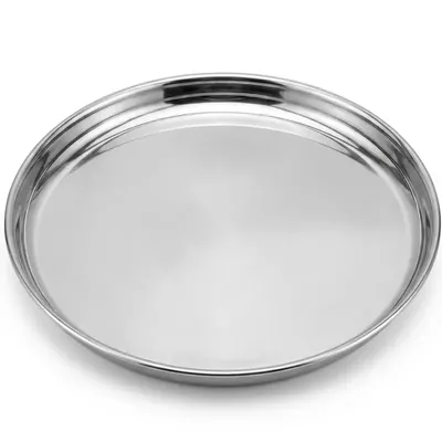MK Stainless Steel Size 34 Dinner Thali Set Food Serving Pack of 2