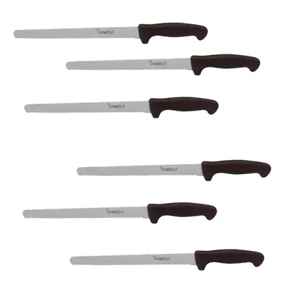 Smart Chef (AS01802-03) Stainless Steel Bread Knife (Slim), 10 Inch Blade (6 pcs) for Slicing Breads
