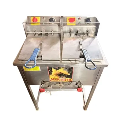 Dual 6+6 Litre Stand Type Electirc and Gas Operated Deep Fryer 3 kW+3 kW for Commercial Use