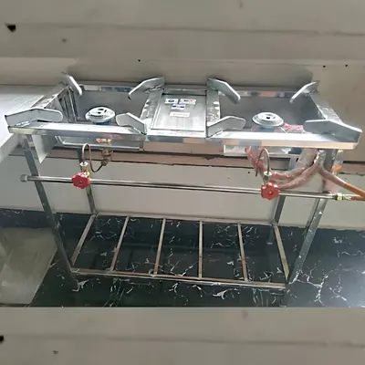 Stand Type 12 x 30 x 30 Inch Double Burner High Flame Gas Bhatti With Rack, For Commercial Use