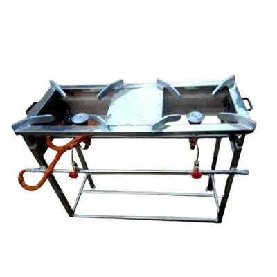 Stand Type 15 x 36 x 30 Inch Commercial Two Burner High Flame Gas Bhatti, Stainless Steel Body