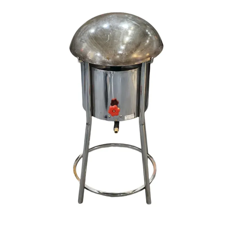 SS 20 x 30 Inch 3 Stand Romali Roti Bhatti with Outer Ignition and 16 Inch MS Kadai