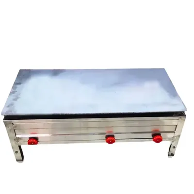 Gas Operated 18 x 36 x 12 Inch Dosa Bhatti with 3 Knob, Stainless Steel Body