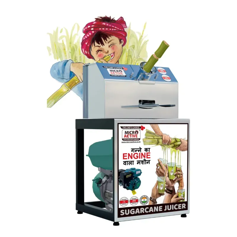 MICROACTIVE Swaraj Model Sugarcane Juice Machine Without Petrol Engine, Stainless Steel Body and 3 Rollers