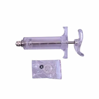 Adjustable Plastic Syringe Steel Non-Toxic Plastic Easy to Fill and Clean Syringe Reusable Veterinary 50 ml, Pack of 1 Pc