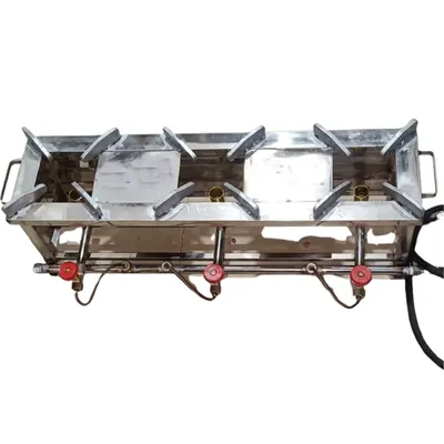 High-Performance 10 x 40 x 10 Inch 3-Burner High Flame Tea Bhatti For Commercial Use