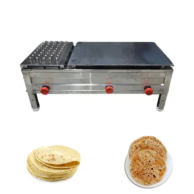 Commercial 18 x 36 Inch Gas operated Chapati Tawa Bhatti, 700-900 Rotis Per Hour with 8 mm Tawa