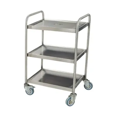 Three Layer (Shelves) Trolley For Tea/Coffee Service Stainless Steel Body With Castor Wheels