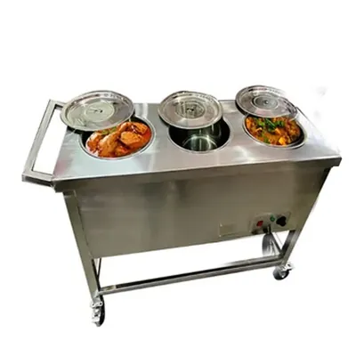 Heavy Duty 3 Pot Electric Bain Marie 4 kW With 60 Litre Capacity and Stainless Steel Body
