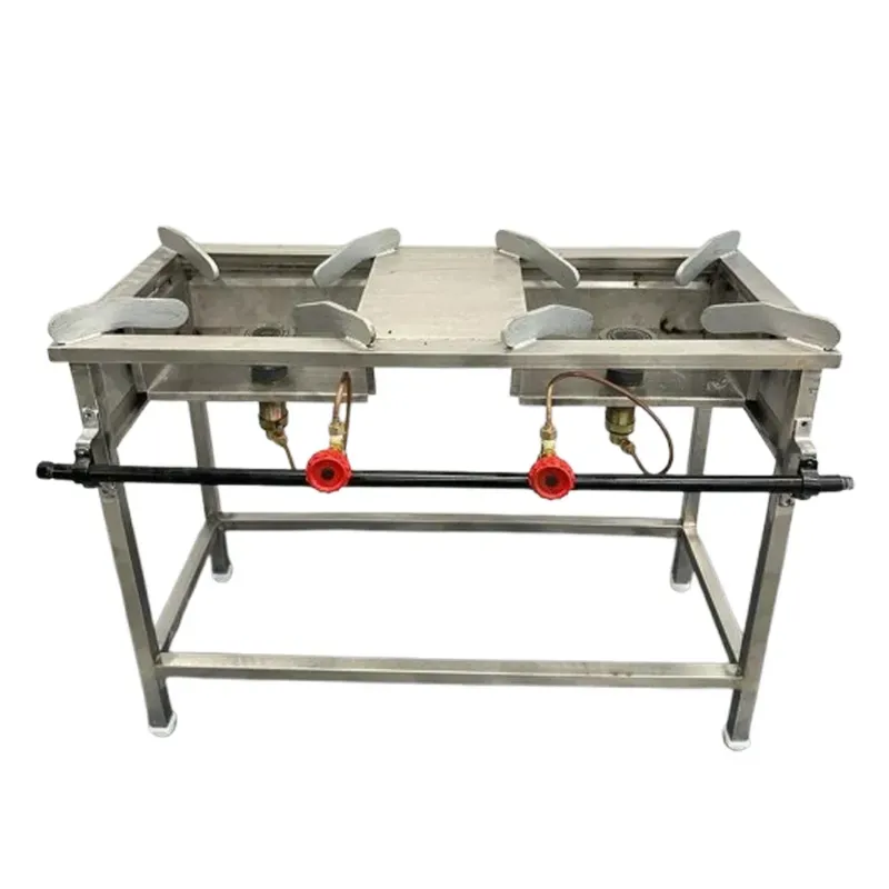 Stand Type 12 x 30 x 30 Inch High Flame Double Torch Burner Gas Bhatti, Stainless Steel Body