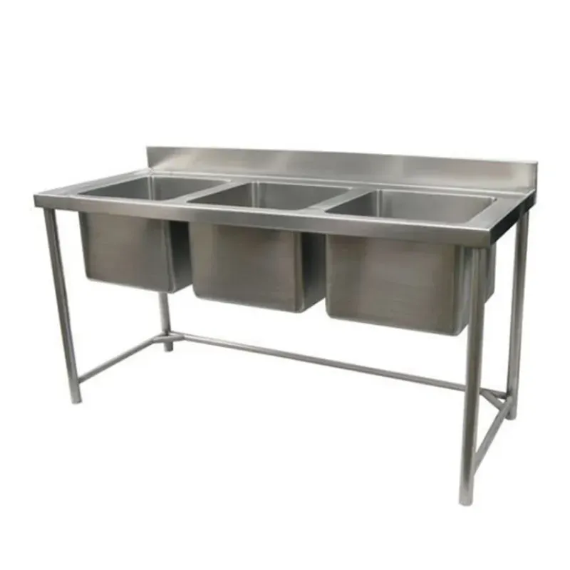 High Volume Operation 16 x 16 Inch Triple Unit Sink without Tap, SS Body, 22 x 67 x 30 Inch For Kitchen, Restaurant, Laboratory
