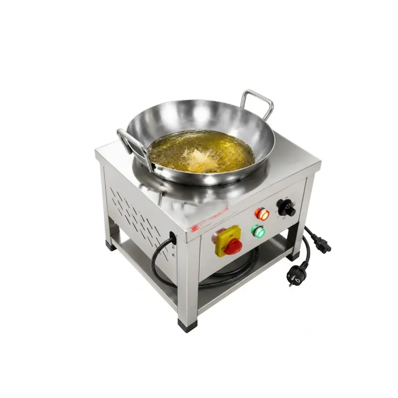 16 Inch Electric Kadai with Undershelf, Power 3 kW, Heavy Duty Commercial Deep Frying & Cooking Station
