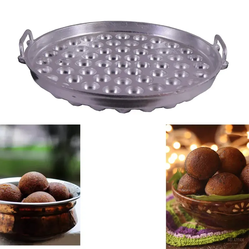 Malabar Aluminium Unniyappam Big Size kadai with handle (Chatti, Panniyaram, Paniyarrakal, guntapongadalu/appam) 61 Pit