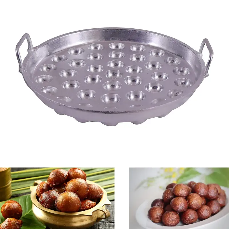 Malabar Aluminium Unniyappam Big Size kadai with handle (Chatti, Appam, Panniyaram, Paniyarrakal, guntapongadalu/appam)37 Pit
