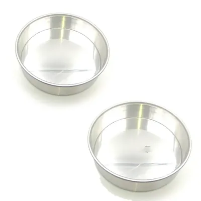 Combo of 8 Inch and 9 Inch Round Aluminium Cake Baking Mould Pan For Oven