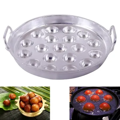 Malabar Aluminium Unniyappam Big Size kadai with handle (Chatti, Appam, Panniyaram, Paniyarrakal, guntapongadalu/appam)(19)
