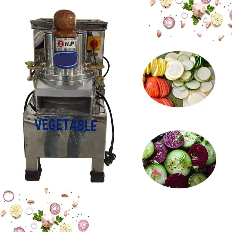 Heavy Duty Stainless Steel 1 HP Motor Operated Vegetable Slicer Machine with 2.5 mm Slicing Blade for Commercial Kitchen