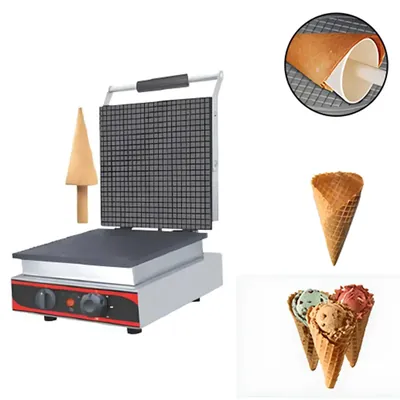 AKASA WCM 10 Waffle Cone Maker Machine with Free Wooden Cone Roller