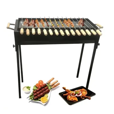 Heavy-Duty 88 cm Charcoal Standing Barbeque Grill with 15 Skewers