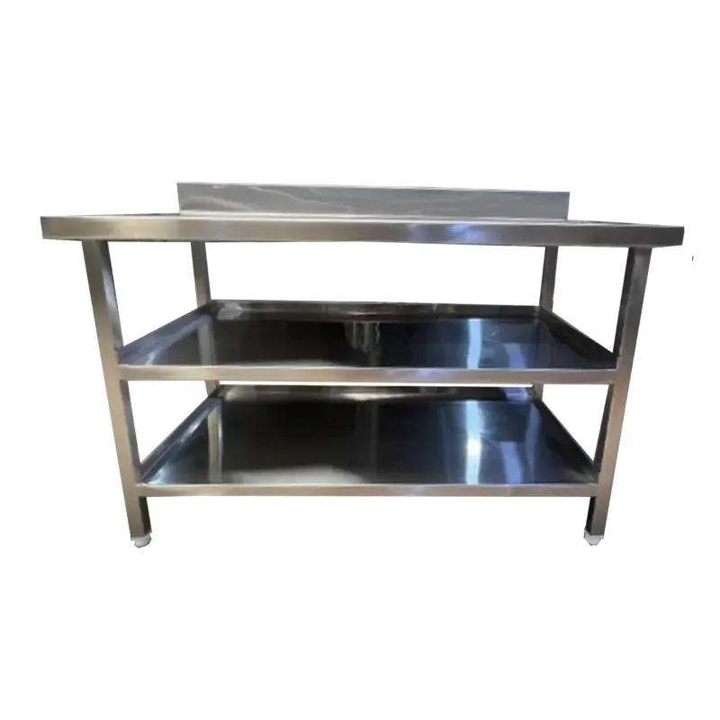 Stainless Steel 48 x 24 Inch (4ftx2ft)+6 Inch Work Table Backsplash With 2 Undershelves