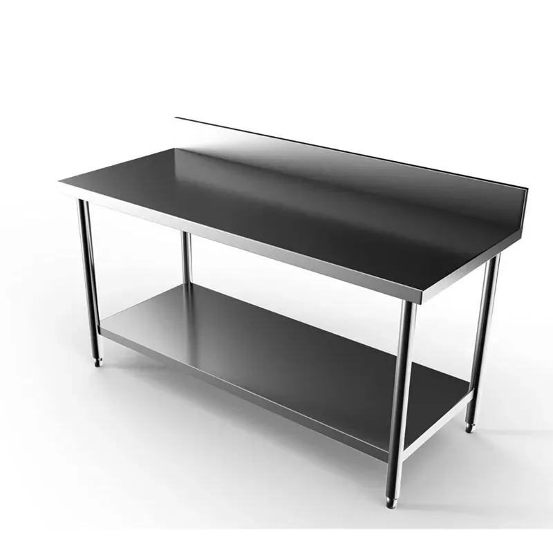 AAYAS INTERNATIONAL SS 44 x 24 x 34 Inch Work Table with Under Shelf and Backsplash for Home, Restaurant, and Kitchen Use
