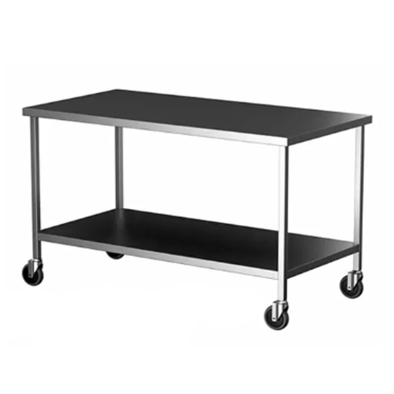 Space Efficiency SS 60 x 24 x 34 Inch Work Table With Under Shelf and Wheels For Kitchens, Hospitals, Bakeries