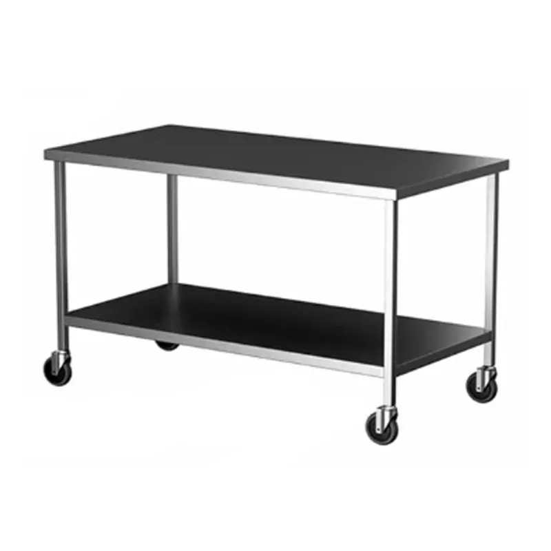 44 x 24 x 34 Stainless Steel Work Table With Under Shelf and Wheels For Commercial Kitchens, Hospitals, Bakeries