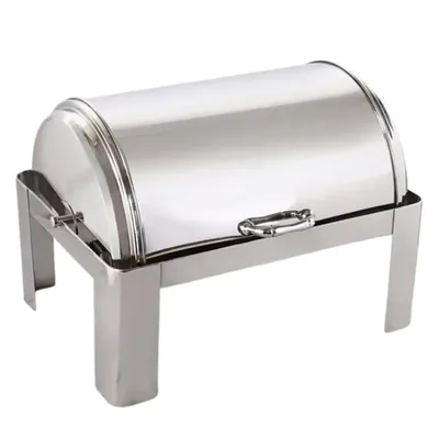 Stainless Steel 8 Litre Rectangular Roll Top Chafing Dish with Stackable Stand