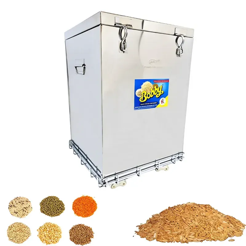 Pack of 2 pcs 100 kg Grain (Rice and Wheat) Storage Container with S.S. Trolley