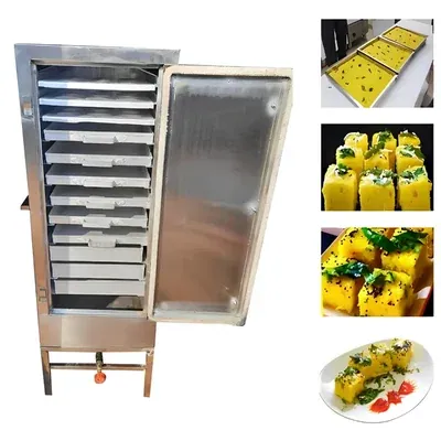 Heavy Duty Stainless Steel 304 Gas Operated 12 Tray Dhokla Making Machine