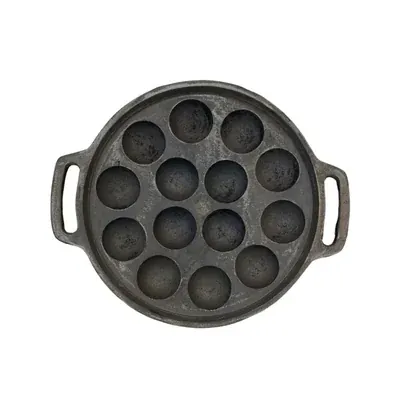 aarogyam 12 Inch 14 Pits Paniyaram Appam Cooking Pan Flat Back Multi Surface Compatibility Rough Finish