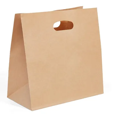 500pcs Brown D-Cut 80 GSM Kraft Paper Basket Bag