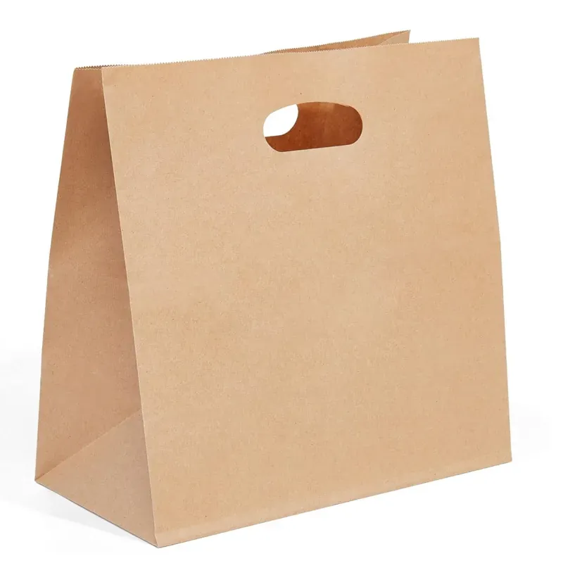 500pcs Brown D-Cut 80 GSM Kraft Paper Basket Bag