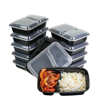 2 Compartment Bento Box with Air Tight Lid For Microwaveable, Freezer & Dishwasher Safe, Leak Proof (Pack-50 Pcs)