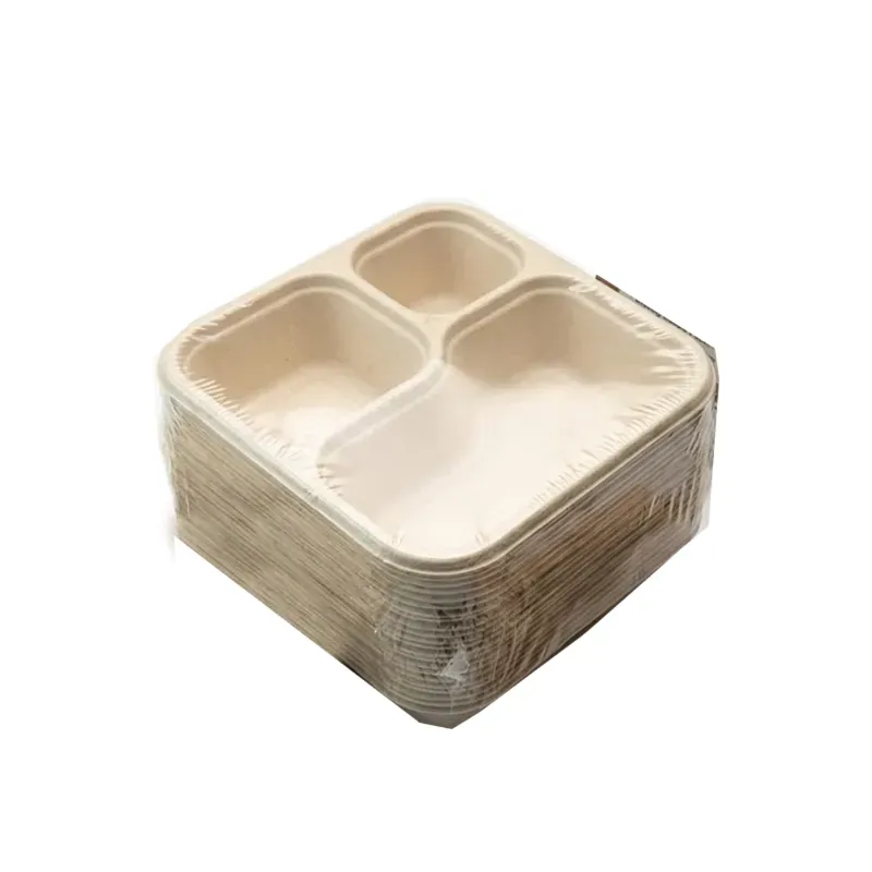 Chuk 3 CP Biodegradable Meal Tray 1000pcs, Eco Friendly Food Plate for Parties, Catering & Family Events