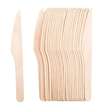 165 mm Birchwood Knives for Dining & Events (Serrated & Compostable) 400 Pcs